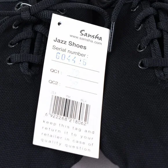 NWT Sansha Black Jazz Shoes Tivoli Canvas JS3 Leather Sole Size 7M - Picture 9 of 15
